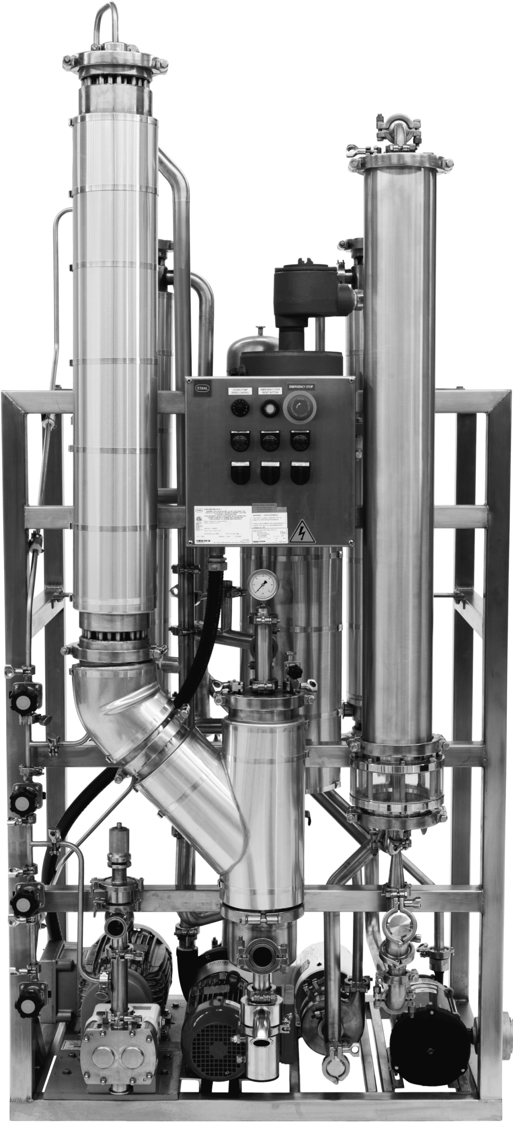 A front view of the FFE S-Series Pro falling film evaporator